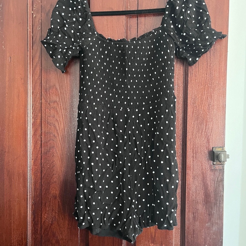 Black Polka Dot Women's Romper